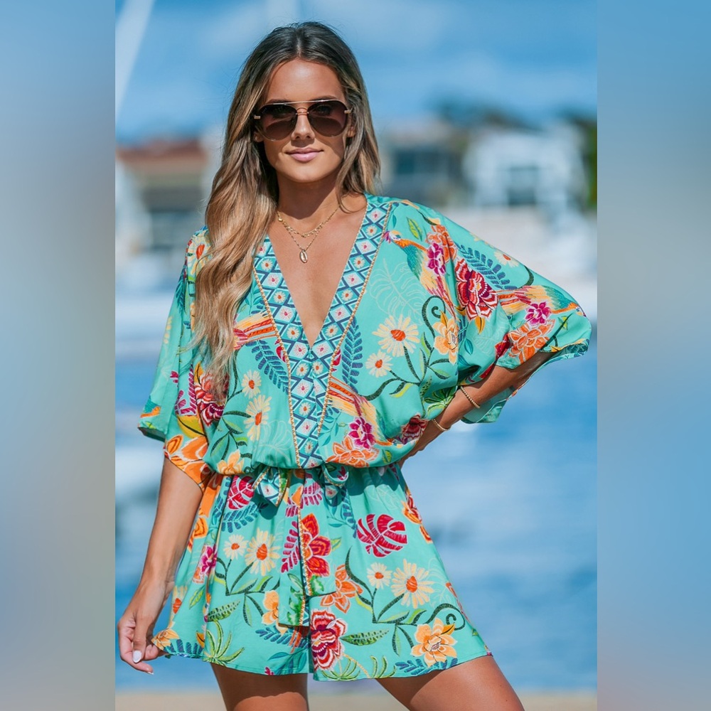 Floral V-Neck Beach Dress